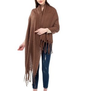 Brown Long Fringe Scarf